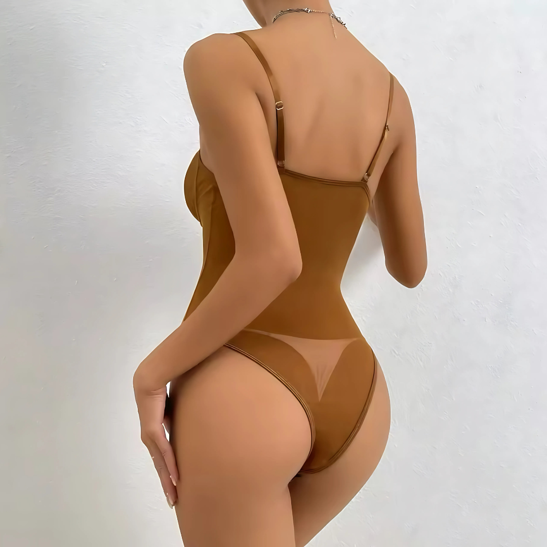 Vellora Sheer V-neck Sculpt Bodysuit