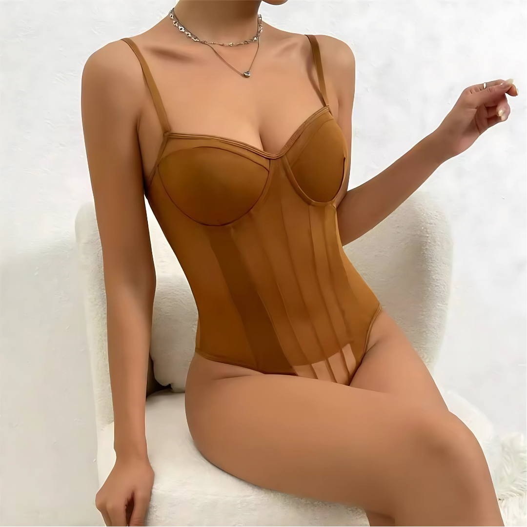 Vellora Sheer V-neck Sculpt Bodysuit