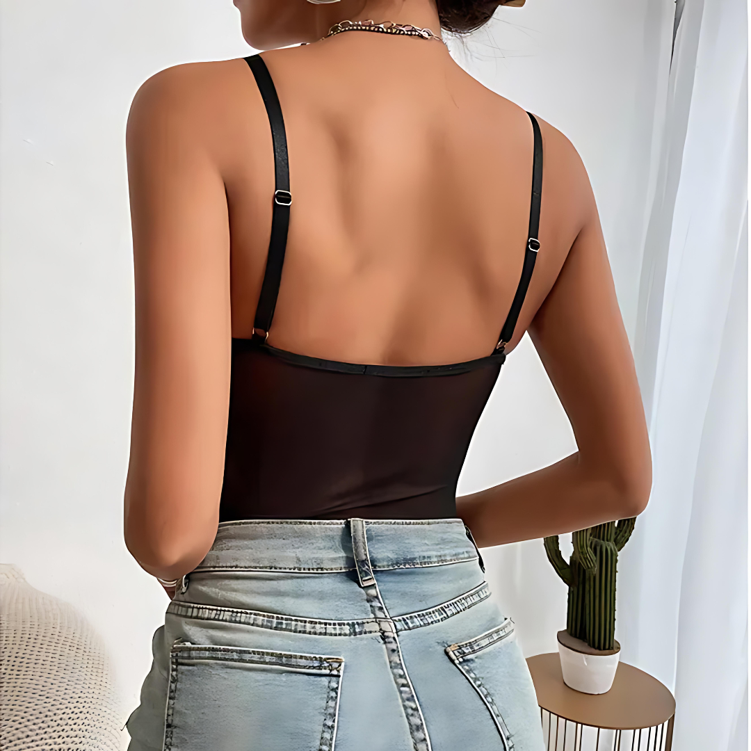Vellora Sheer V-neck Sculpt Bodysuit