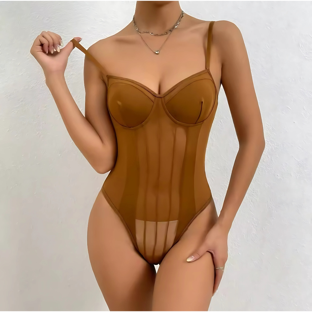 Vellora Sheer V-neck Sculpt Bodysuit