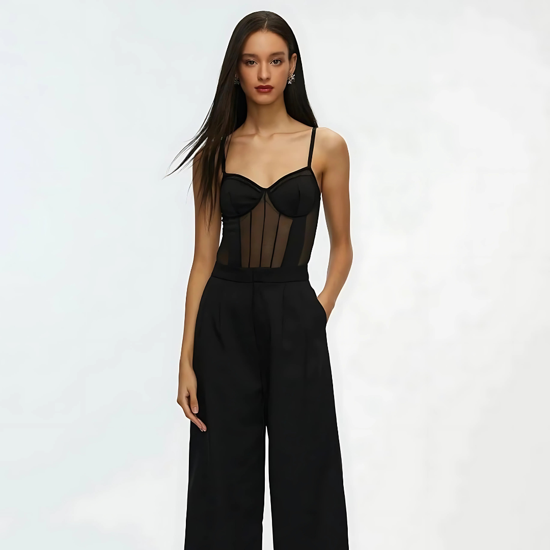 Vellora Sheer V-neck Sculpt Bodysuit